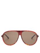Matchesfashion.com Gucci - Aviator Tortoiseshell-acetate Sunglasses - Mens - Brown