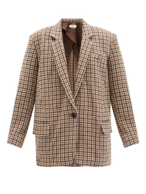 Matchesfashion.com Isabel Marant Toile - Kaito Single-breasted Houndstooth Wool Jacket - Womens - Brown Multi