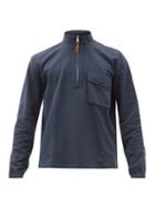Matchesfashion.com Albam - High-neck Half-zip Cotton-jersey Sweatshirt - Mens - Navy