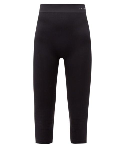 Matchesfashion.com Falke - Logo Print Cropped Jersey Leggings - Womens - Black