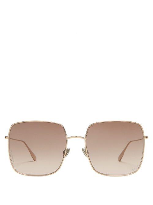 Matchesfashion.com Dior Eyewear - Stellaire1 Square Metal Sunglasses - Womens - Brown