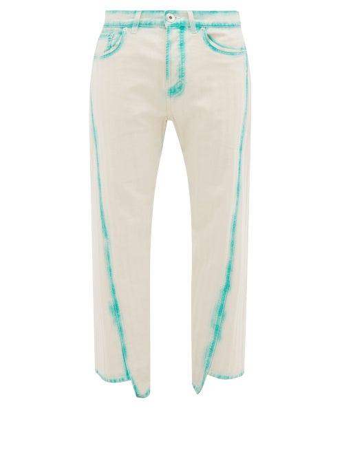 Matchesfashion.com Lanvin - Twisted-seam Straight-leg Cotton Jeans - Mens - Light Green