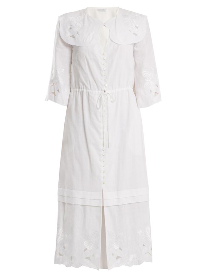 Vilshenko Auberta Floral-embroidered Cotton Dress
