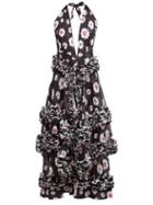Matchesfashion.com Molly Goddard - Antonia Floral Print Ruffled Dress - Womens - Black White