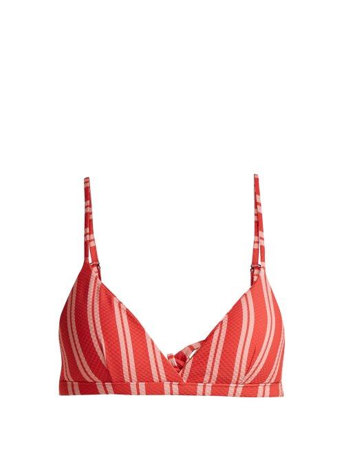 Matchesfashion.com Asceno - Striped Print Triangle Bikini Top - Womens - Pink Stripe