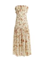 Matchesfashion.com Brock Collection - Dosey Roses Floral Print Cotton Dress - Womens - Pink Print