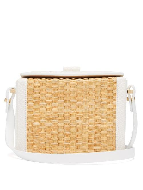 Matchesfashion.com Nico Giani - Cerea Mini Straw And Lizard-embossed Leather Bag - Womens - White Multi