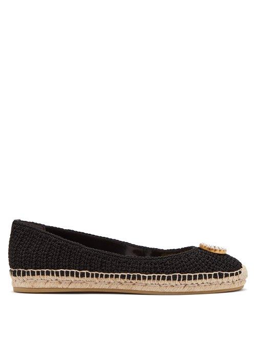 Matchesfashion.com Gucci - Lilibeth Gg Faux Pearl Embellished Espadrilles - Womens - Black