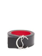 Matchesfashion.com Christian Louboutin - Monogram-buckle Leather Belt - Mens - Black Silver