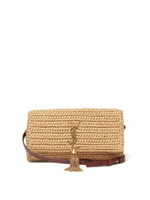 Ladies Bags Saint Laurent - Kate 99 Raffia Shoulder Bag - Womens - Beige
