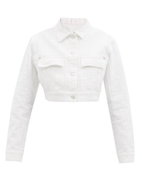 Givenchy - 4g Cropped Denim Jacket - Womens - White