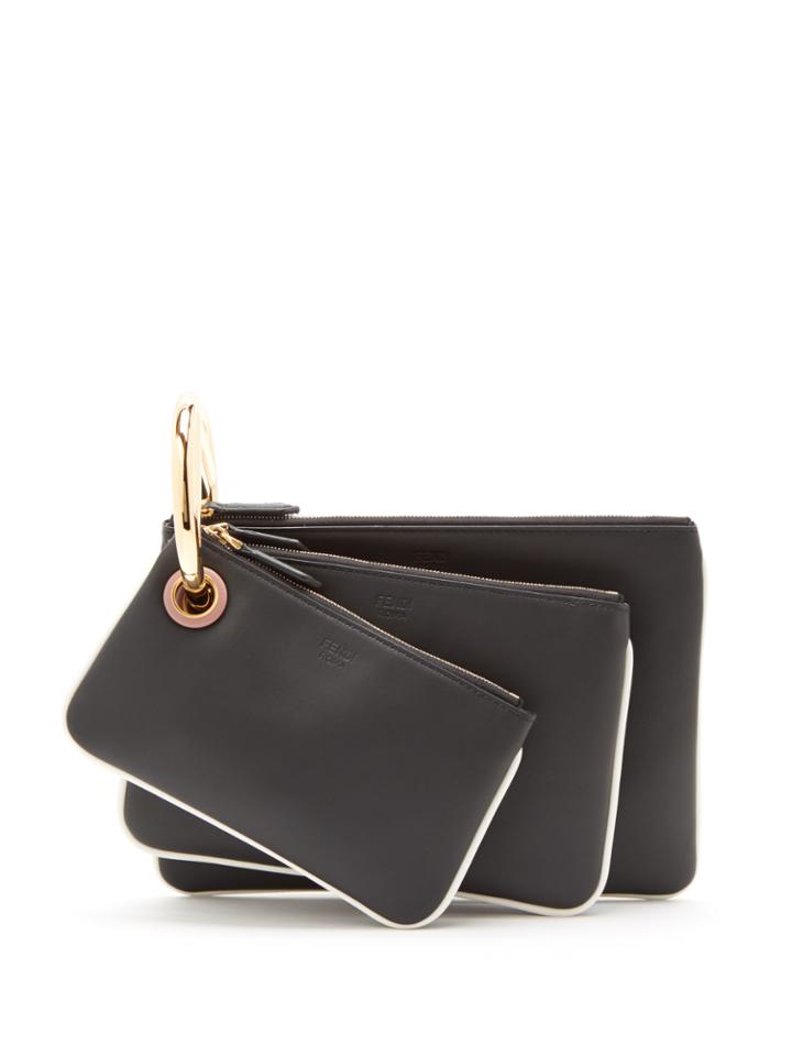 Fendi Triclutch Leather Clutch