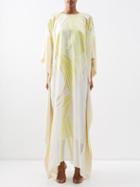 Taller Marmo - Kite Fil-coup Silk-blend Kaftan Dress - Womens - Light Yellow