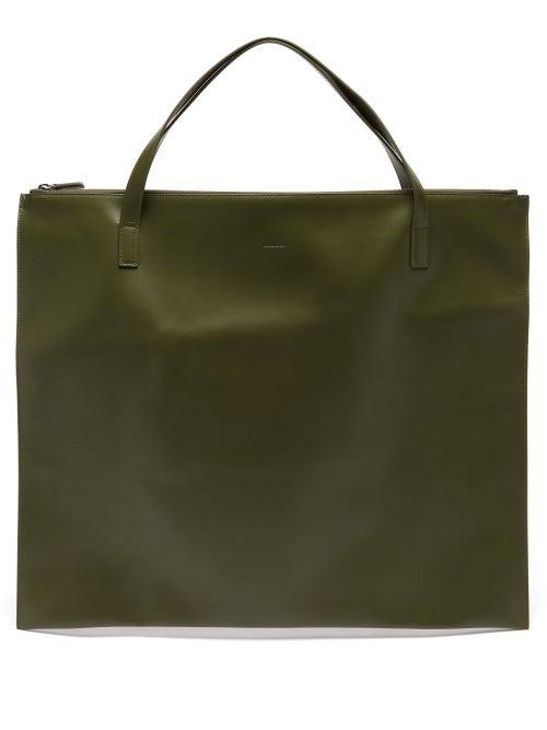 Matchesfashion.com Jil Sander - Logo-debossed Leather Tote Bag - Womens - Khaki
