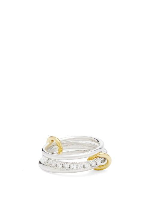 Matchesfashion.com Spinelli Kilcollin - Petunia Diamond, 18kt Gold & Sterling-silver Ring - Womens - Silver Gold