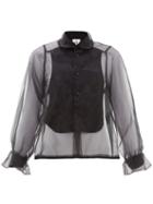 Matchesfashion.com Noir Kei Ninomiya - Flounced Cuff Front Bib Organza Blouse - Womens - Black