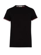 Matchesfashion.com Moncler - Striped Trim Stretch Cotton T Shirt - Mens - Black