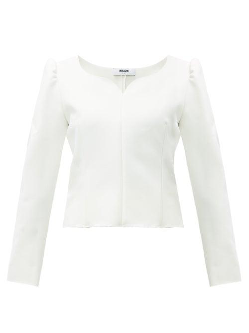 Matchesfashion.com Msgm - Sweetheart Neck Cady Blouse - Womens - White