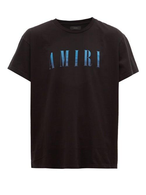 Matchesfashion.com Amiri - Logo-print Cotton T-shirt - Mens - Black Blue