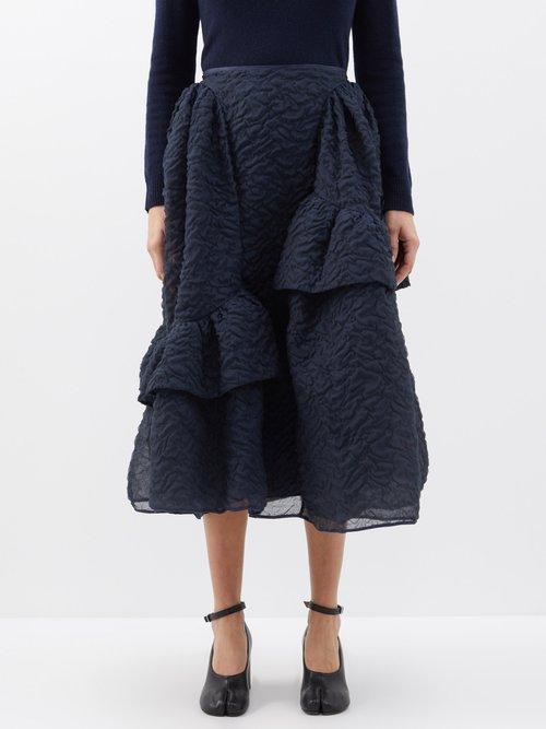 Cecilie Bahnsen - Damara Matelass Midi Skirt - Womens - Navy
