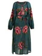 Matchesfashion.com Vita Kin - Gypsy Queen Floral Embroidered Linen Dress - Womens - Green Multi