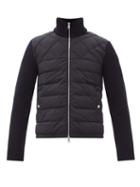 Matchesfashion.com Moncler - Down Quilted-panel Wool-blend Cardigan - Mens - Navy