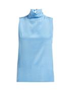 Matchesfashion.com Worme - The High Neck Silk Tank Top - Womens - Light Blue