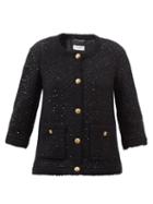Saint Laurent - Metallic Wool-blend Tweed Tailored Jacket - Womens - Black