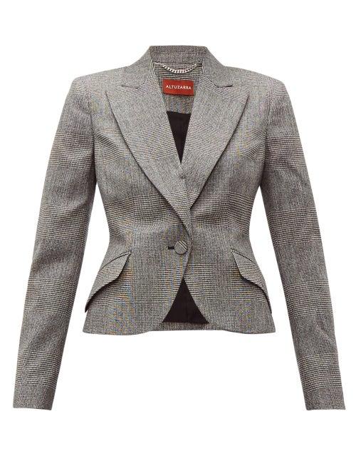 Matchesfashion.com Altuzarra - Kershaw Prince Of Wales Checked Wool Blend Blazer - Womens - Black White
