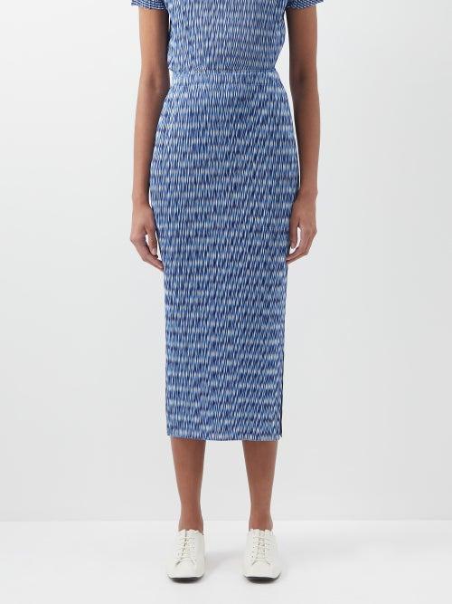Pleats Please Issey Miyake - Technical-pleated Midi Skirt - Womens - Blue