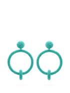 Matchesfashion.com Oscar De La Renta - Beaded Hoop Drop Clip On Earrings - Womens - Light Blue