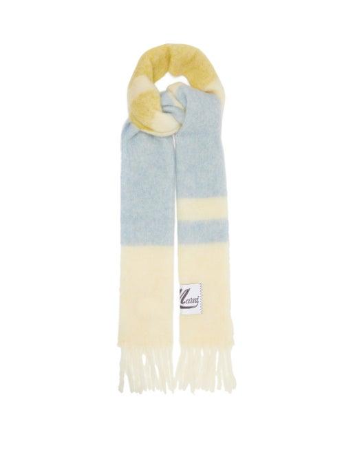 Ladies Accessories Marni - Logo-patch Striped Scarf - Womens - Blue Multi