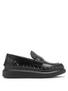 Matchesfashion.com Alexander Mcqueen - Hybrid Studded Leather Penny Loafers - Womens - Black