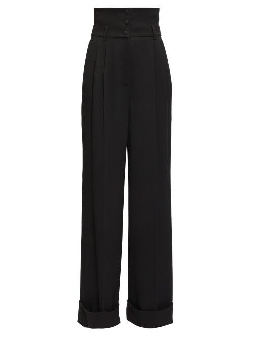 Matchesfashion.com Dolce & Gabbana - High-rise Cady Wide-leg Trousers - Womens - Black