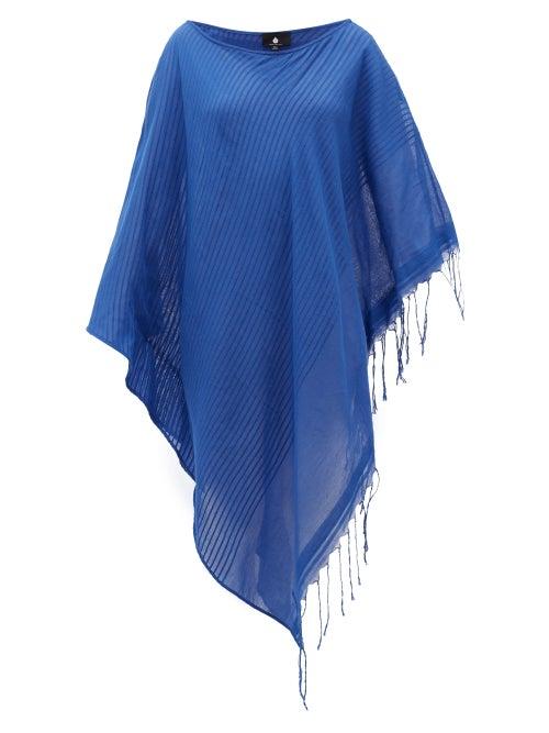Matchesfashion.com Su Paris - Syama Tasselled Striped Cotton Kaftan - Womens - Blue