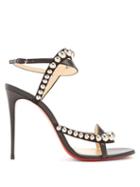 Matchesfashion.com Christian Louboutin - Galeria 100 Stud Embellished Leather Sandals - Womens - Black Silver