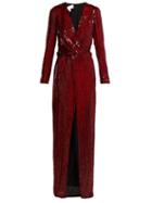 Matchesfashion.com Galvan - Vera Sequinned Silk Gown - Womens - Red