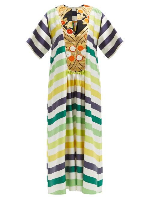 Matchesfashion.com Rianna + Nina - Patchwork Vintage Silk-satin Maxi Dress - Womens - Multi