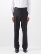Husbands - Side-stripe Grain De Poudre Tuxedo Trousers - Mens - Black