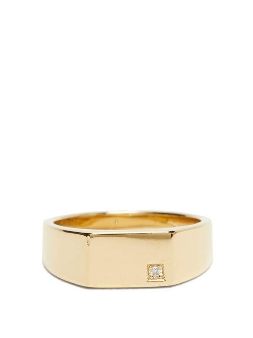 Matchesfashion.com Miansai - Geo Diamond And Gold-vermeil Signet Ring - Mens - Gold