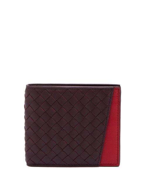 Matchesfashion.com Bottega Veneta - Bi Fold Intrecciato Leather Wallet - Mens - Brown Multi