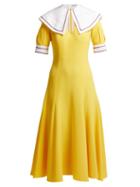 Matchesfashion.com Emilia Wickstead - Sabine Short Sleeved Wool Crepe Midi Dress - Womens - Yellow