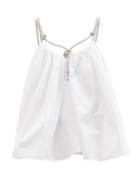 Ladies Rtw Halpern - Crystal-embellished Cotton-poplin Top - Womens - White