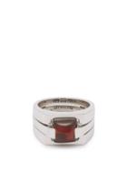 Matchesfashion.com Alan Crocetti - Puzzle Ruby Studded Sterling Silver Ring - Mens - Silver