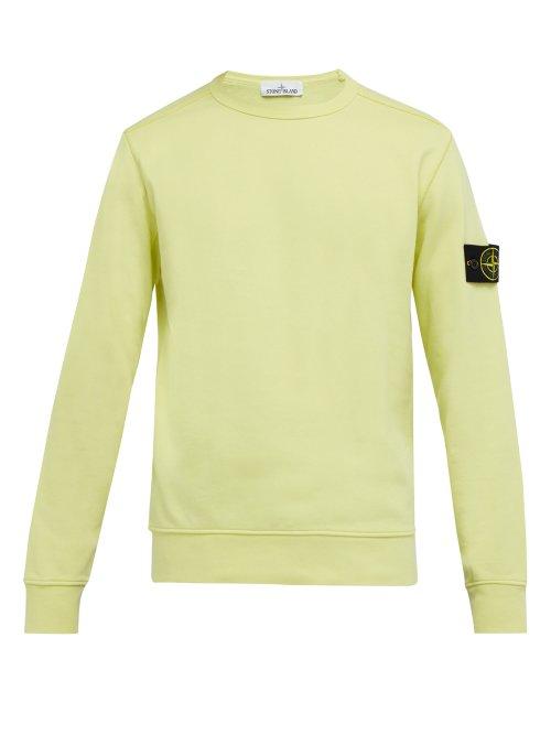 Matchesfashion.com Stone Island - Logo Patch Cotton Sweatshirt - Mens - Yellow