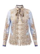Matchesfashion.com Zimmermann - Luminous Pussy-bow Paisley-print Silk Shirt - Womens - Blue Print