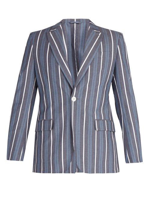 Matchesfashion.com Connolly - Striped Cotton Blend Blazer - Mens - Blue