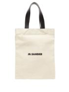 Matchesfashion.com Jil Sander - Logo Print Cotton Blend Canvas Tote Bag - Womens - Beige
