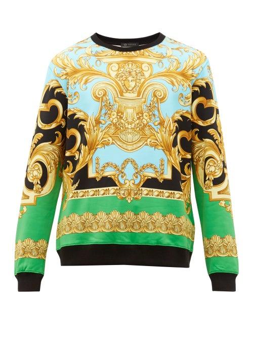 Matchesfashion.com Versace - Baroque Print Cotton Sweatshirt - Mens - Black Multi
