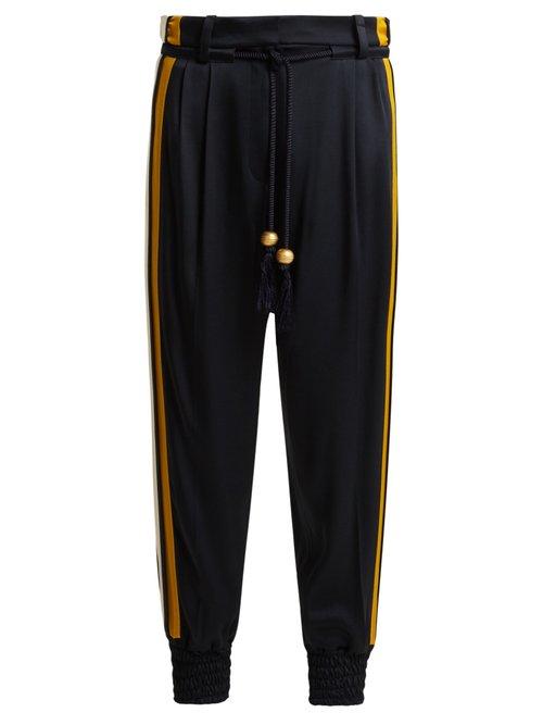 Matchesfashion.com Peter Pilotto - Side Stripe Satin Track Pants - Womens - Blue